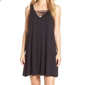 Socialite Strappy Tee Shirt Tank Dress: Black, Siz